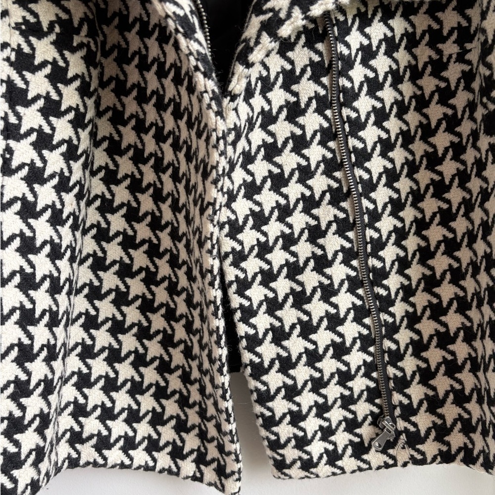 Talbots Houndstooth Wool-Blend Asymmetrical Zip Moto-Style Jacket Size 14WP - Picture 7 of 10